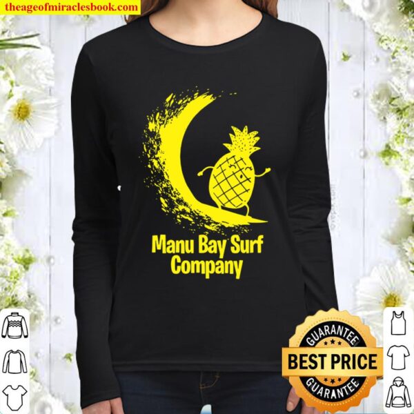 Manu Bay Surf Company New Zealand Gold Surfing Pineapple Women Long Sleeved
