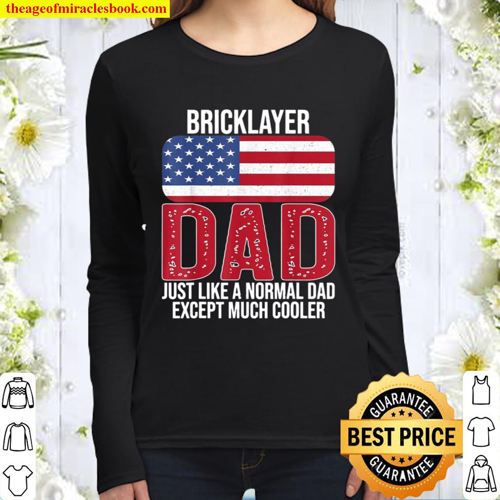 Mens Vintage Bricklayer Dad American Flag for Father’s Day Women Long Sleeved