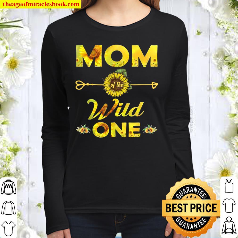 Mom Of The Wild One1St Birthday Sunflower Outfit Women Long Sleeved