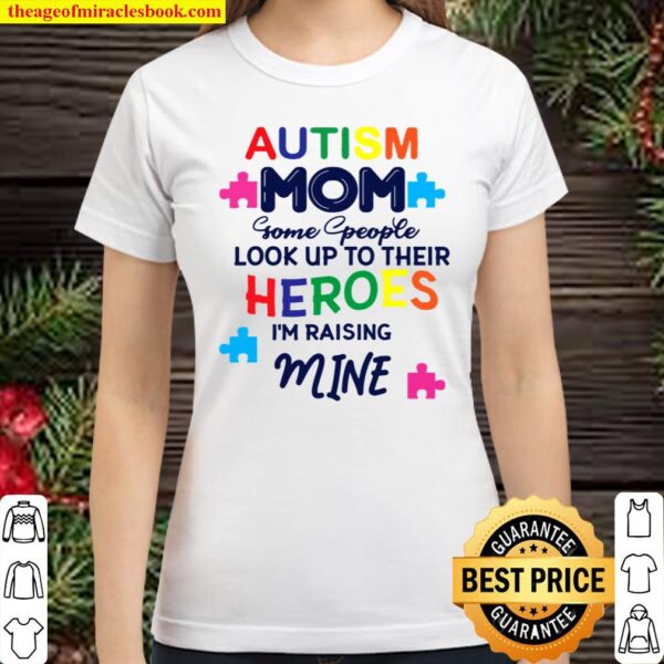 Mom Raising Superhero Puzzle Cool Autism Awareness Gift Classic Women T-Shirt