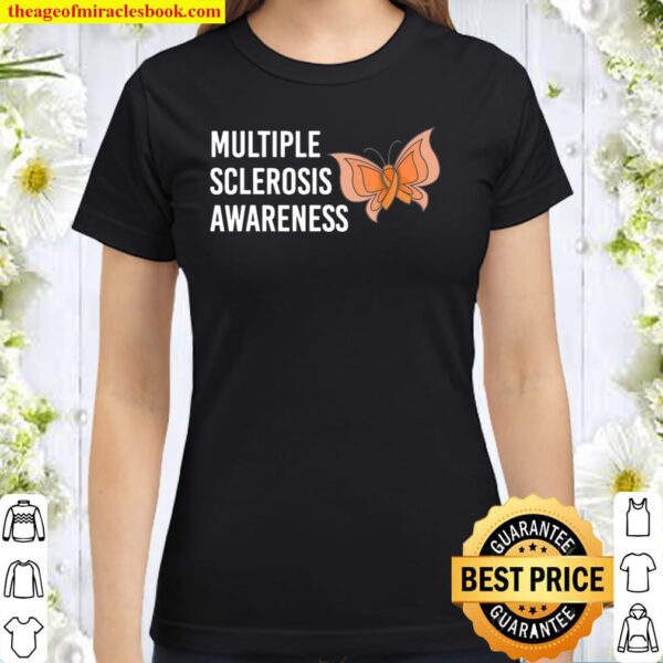 Multiple Sclerosis Awareness Butterfly Ribbon World MS Day Classic Women T-Shirt