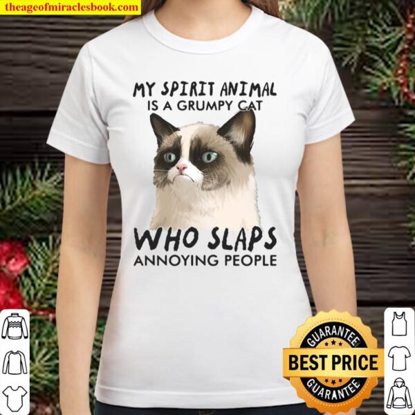 My Spirit Animal Is A Grumpy Cat Who Slaps Annoying People Classic Women T-Shirt