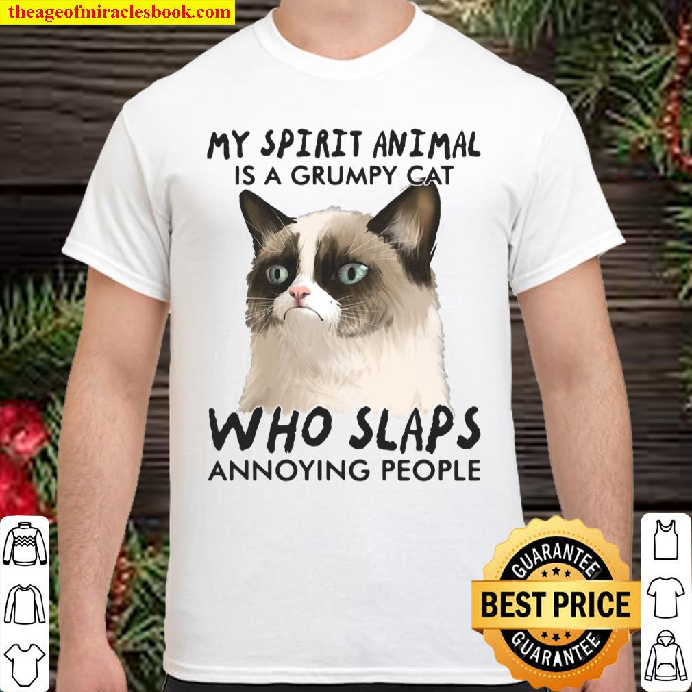 My Spirit Animal Is A Grumpy Cat Who Slaps Annoying People shirt, hoodie, tank top, sweater