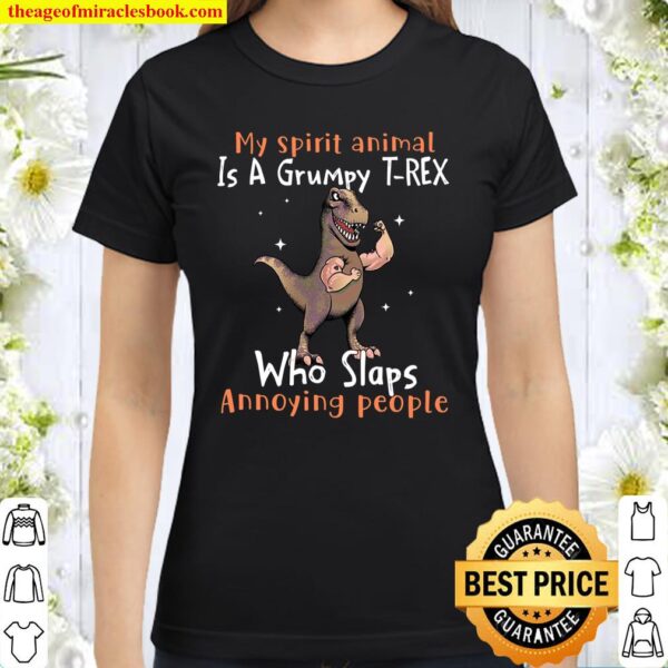 My Spirit Animal Is A Grumpy T-Rex Who Slaps Annoying People Classic Women T-Shirt