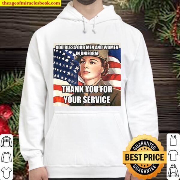 Official American Flag Girl God Bless Our Men And Women In Uniform Tha Hoodie
