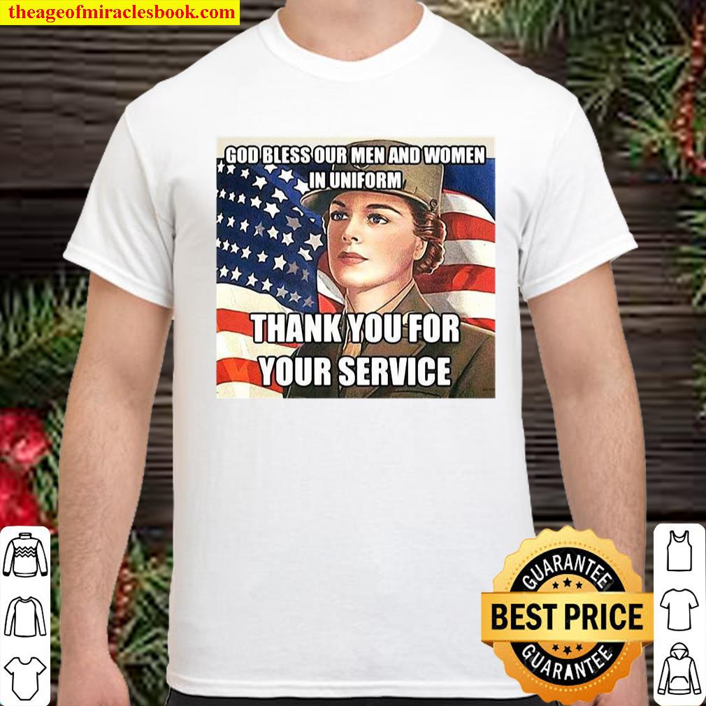 Official American Flag Girl God Bless Our Men And Women In Uniform Thank You For Your Service T-shirt