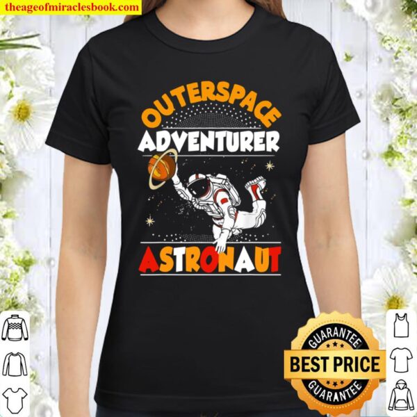 Outer Space Adventurer Astronaut Saturn Spaceship Rocket Classic Women T-Shirt