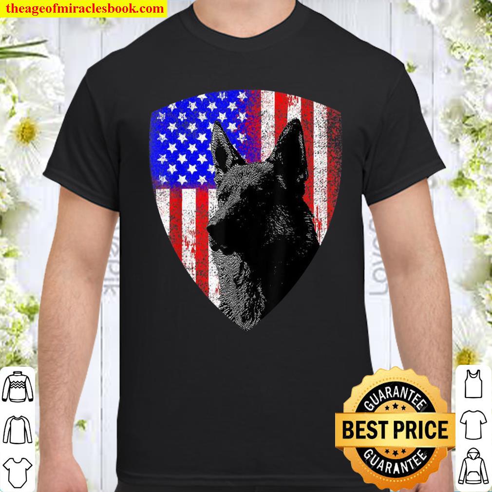 Patriotic German Shepherd American Flag Service Dog Shirt