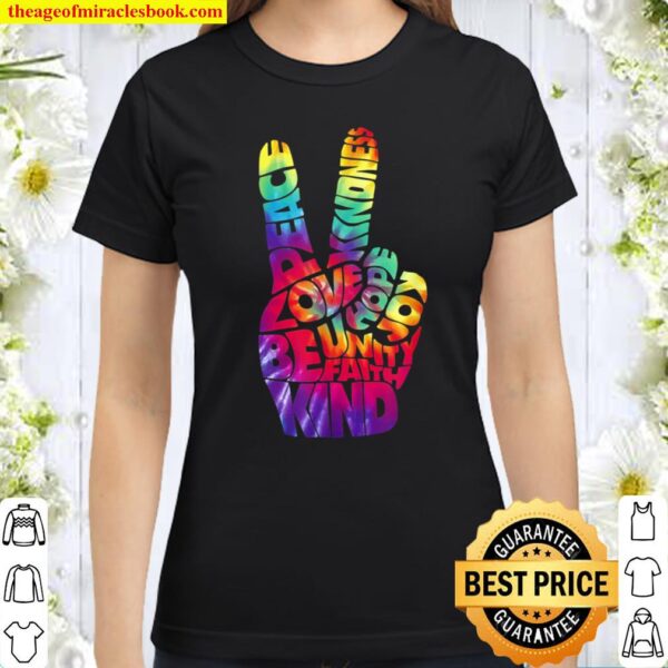 Peace Hand V Sign Tie Dye Classic Women T-Shirt