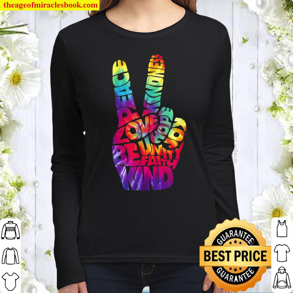 Peace Hand V Sign Tie Dye Women Long Sleeved