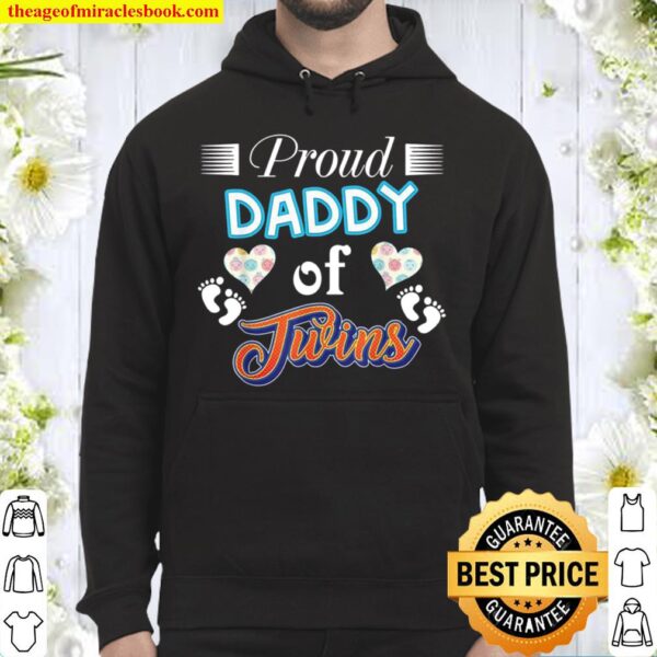 Proud Daddy Of Twins Father Day Heart Footprint Dad Daddy Hoodie