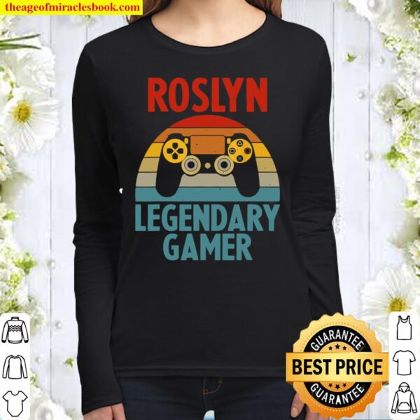ROSLYN Name Personalized Gaming Geek Birthday Women Long Sleeved