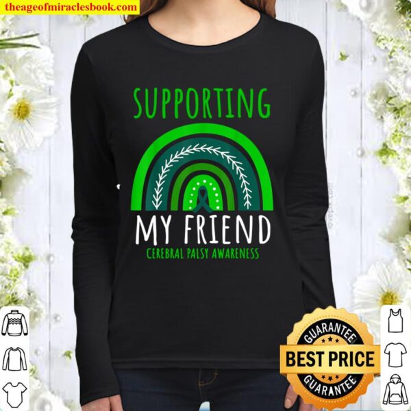 Rainbow Support I Wear Green Friend Cerebral Palsy Awareness Women Long Sleeved