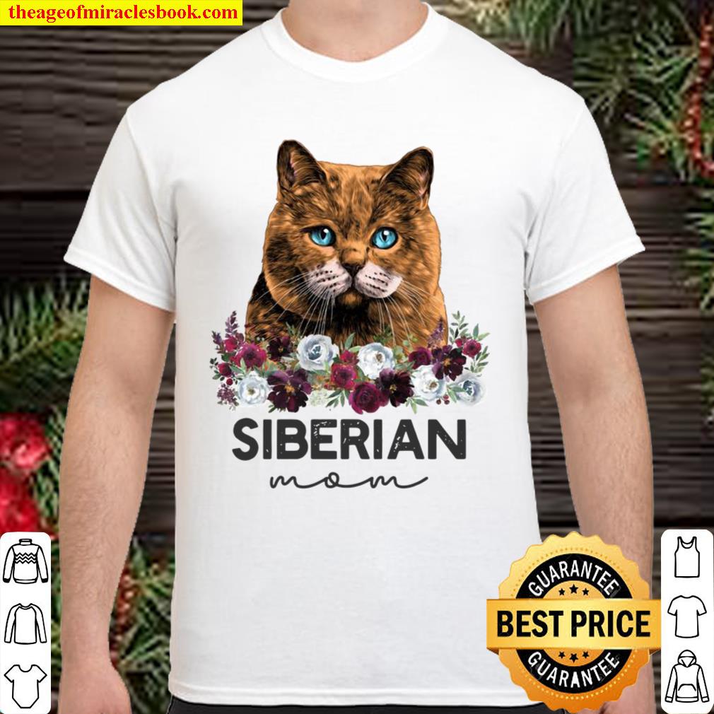 Red Siberian Cat Mom Floral hot Shirt, Hoodie, Long Sleeved, SweatShirt