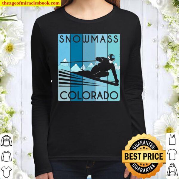 Retro Snowmass, CO Ski Vintage Snowmass, CO Ski Women Long Sleeved