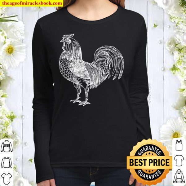 Rooster Farmer Shirt Chicken Favorite Animal Women Long Sleeved