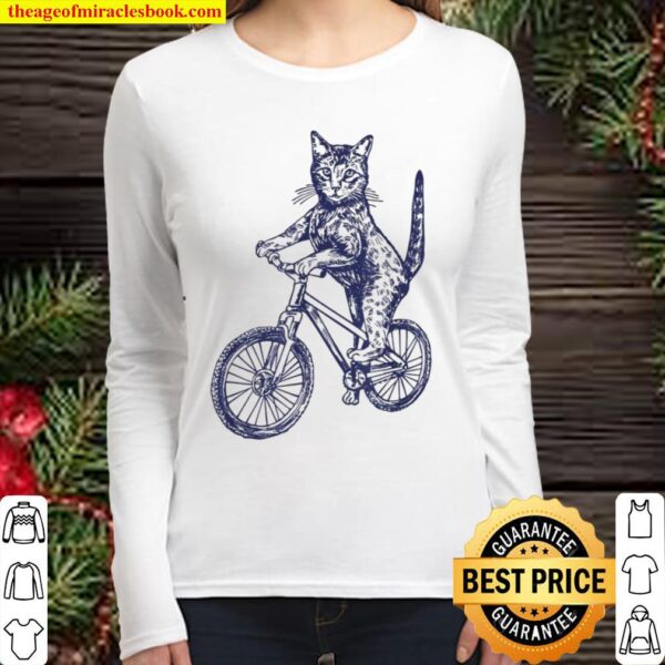 SEEMBO Cat Cycling Bicycle Cyclist Bicycling Biking Fun Bike Women Long Sleeved