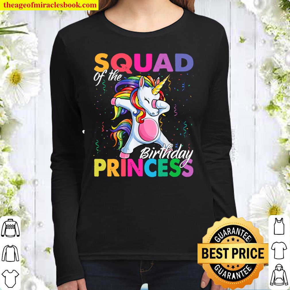Squad of the Birthday Princess Girl Dabbing Unicorn Theme Women Long Sleeved