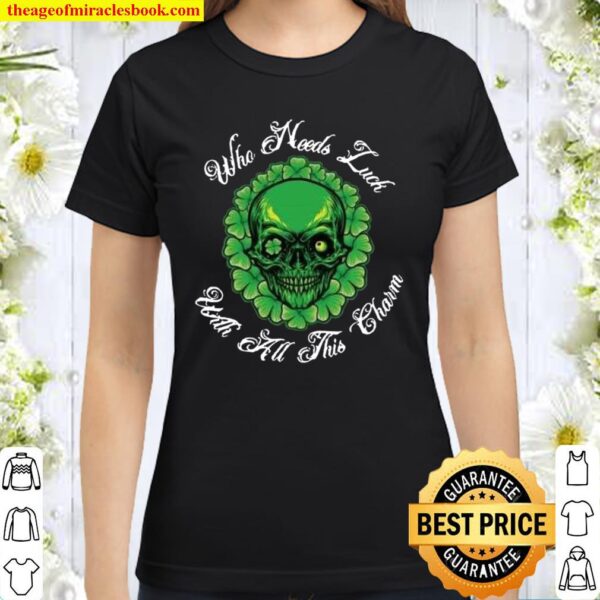 St Patrick Shamrock Skull, Funny St Patrick’s Day Classic Women T-Shirt