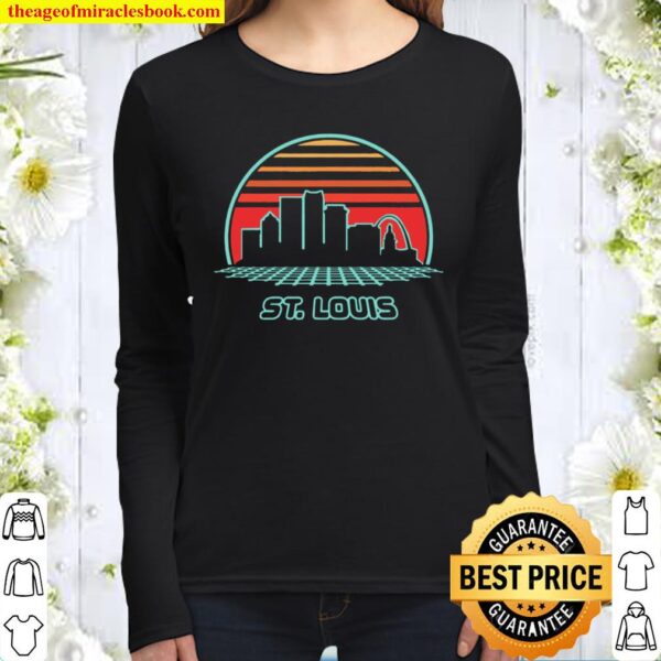 St. Louis City Skyline Retro 80’S Style Souvenir Women Long Sleeved
