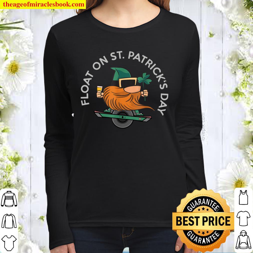 St. Patrick’s leprechaun One wheel beer and clover, onewheel Women Long Sleeved