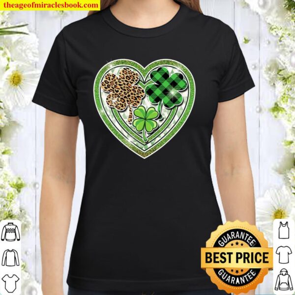 St.Patrick’s Day Women Green Buffalo Plaid Leopard Shamrock Classic Women T-Shirt