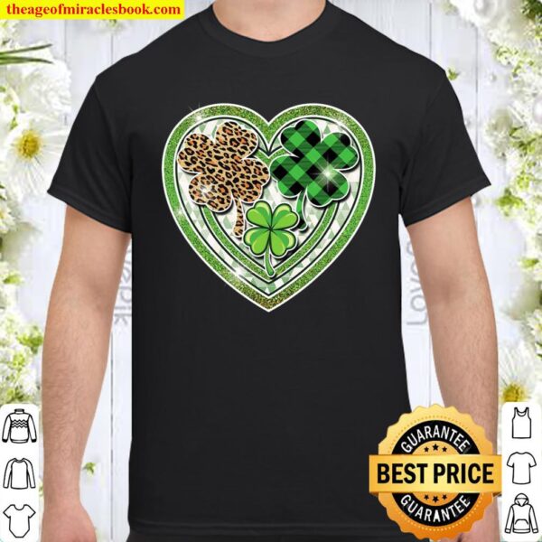 St.Patrick’s Day Women Green Buffalo Plaid Leopard Shamrock Shirt