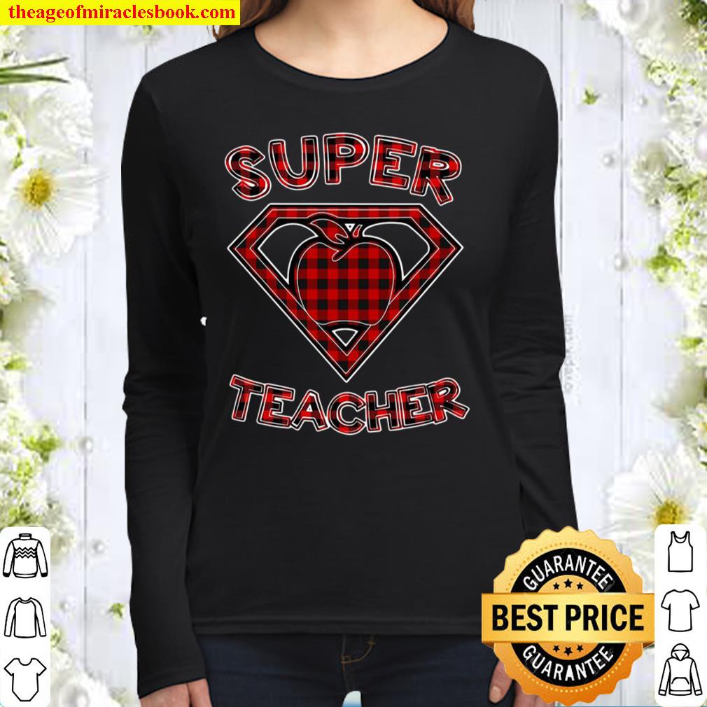 Super Teacher Superhero Apple Women Long Sleeved