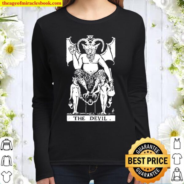 The Devil Ancient Tarot Card Occult Satan Pentagram Hexen Women Long Sleeved