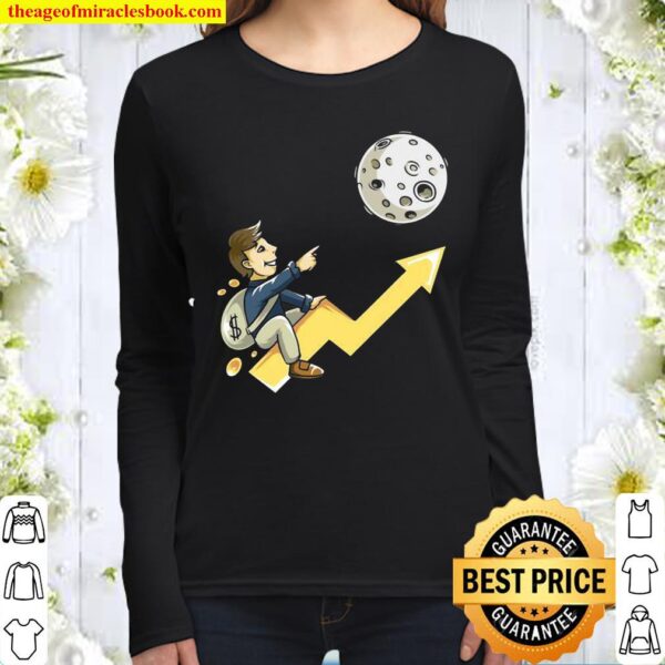 Too The Moon Stocks Crypto Currency Stonks Trading Money Women Long Sleeved