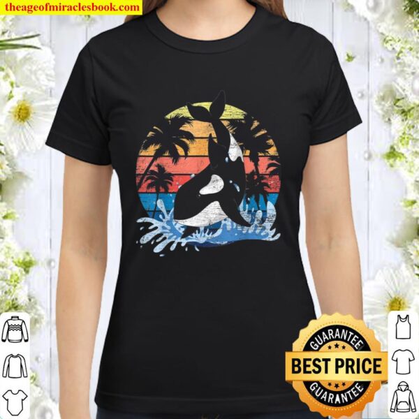 Tropical Beach Ocean Animal Killer Whale Retro Orca Classic Women T-Shirt