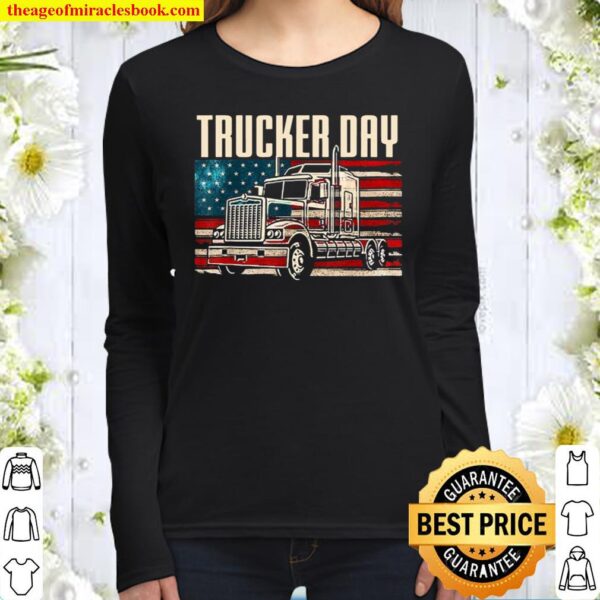 USA Truck Proud Trucker Day Women Long Sleeved