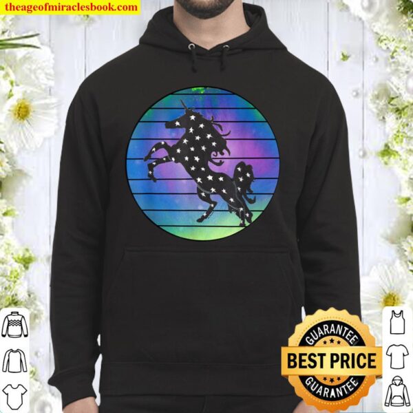 Unicorn Silhouette Over Abstract Circle with Black Lines Hoodie