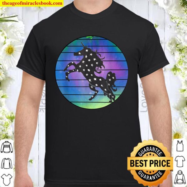 Unicorn Silhouette Over Abstract Circle with Black Lines Shirt