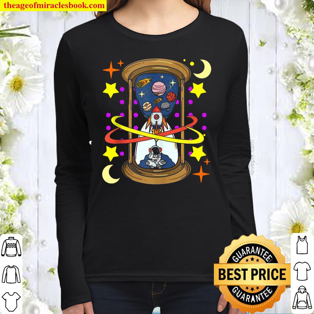 Unique Rocketship Spaceman Galaxy Hourglass Timer in Space Women Long Sleeved