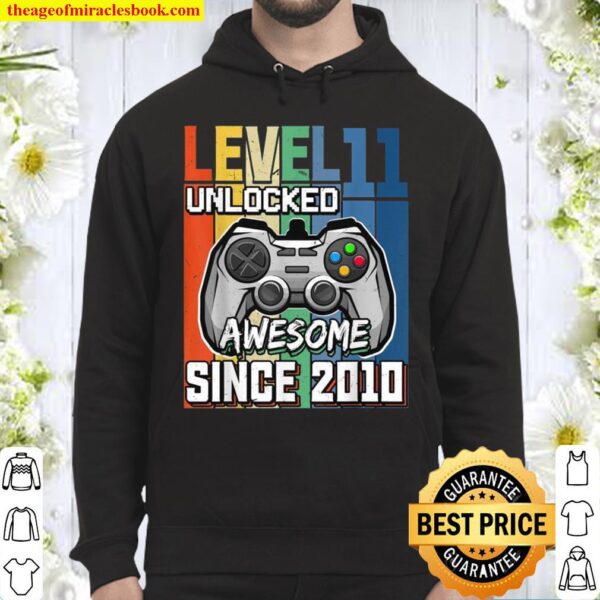 Vintage 2010 Level 11 Unlocked Video Game 11 Years Old Hoodie