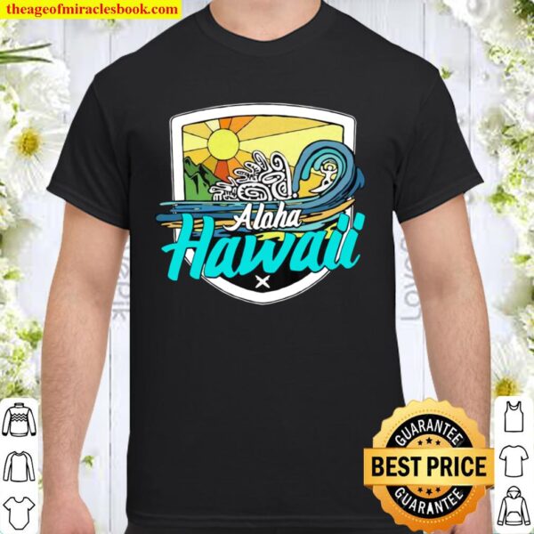Vintage Aloha Hawaii Sonnenuntergang Strand, Pipeline, Oahu, Langarmsh Shirt