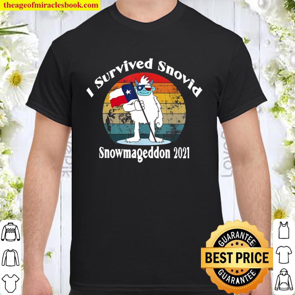 Vintage I Survived Snovid Snowmageddon 2021 Gift Texas Flag 2021 Shirt, Hoodie, Long Sleeved, SweatShirt