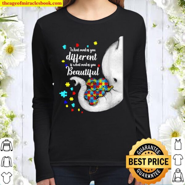 What Makes You Different Elephant Mom Autism Child Awareness Women Long Sleeved