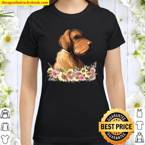 Wirehaired Vizsla Dog Floral Classic Women T-Shirt