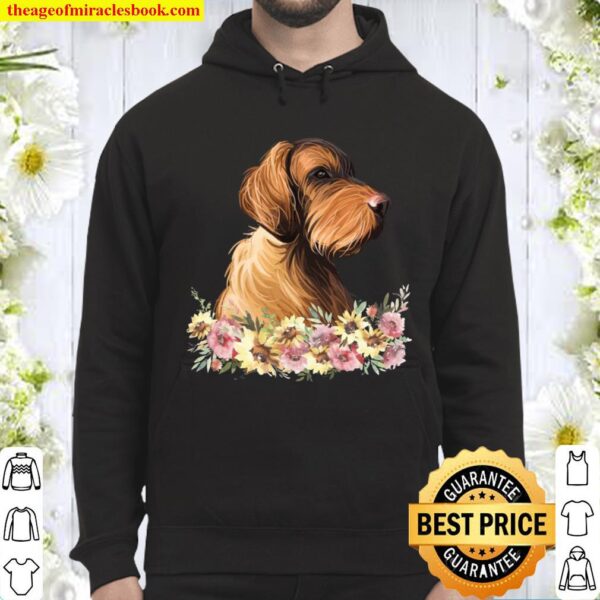 Wirehaired Vizsla Dog Floral Hoodie