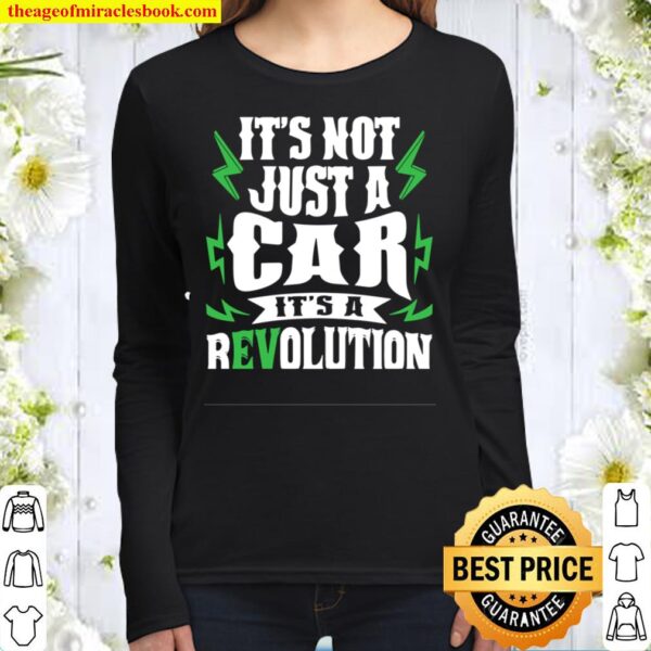 Womens Ecar Electric Car Saying rEVolution EV Women Long Sleeved