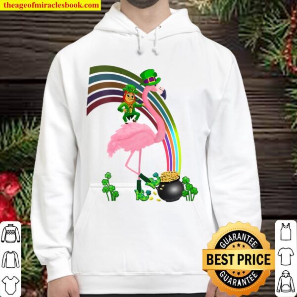 Womens Funny St. Paddy’s Flamingo With Leprechaun St. Patrick’s Day V- Hoodie