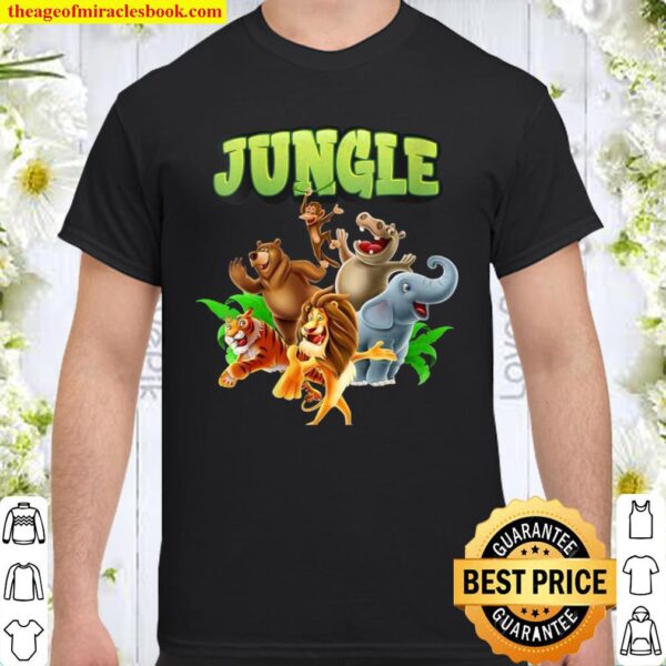 Womens Jungle Animation Kawaii Zoo Animals Design Shirt