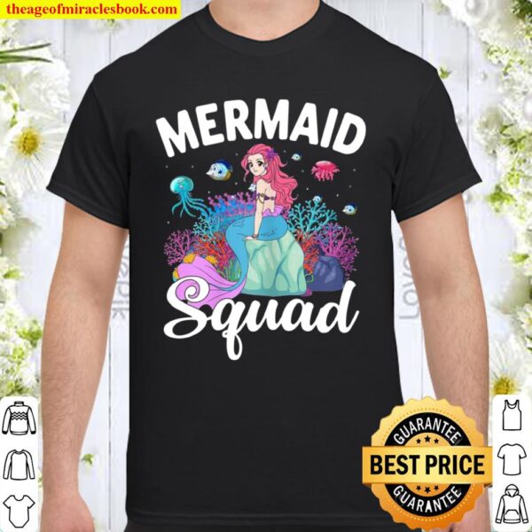 Womens Mermaid Squad Cute Family Matching Set Summer Design Shirt