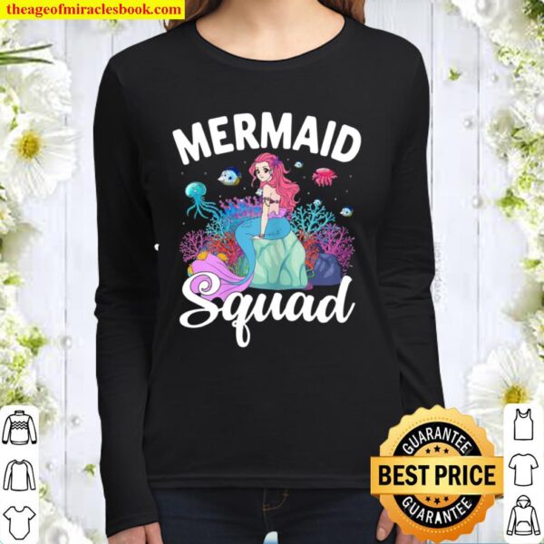 Womens Mermaid Squad Cute Family Matching Set Summer Design Women Long Sleeved