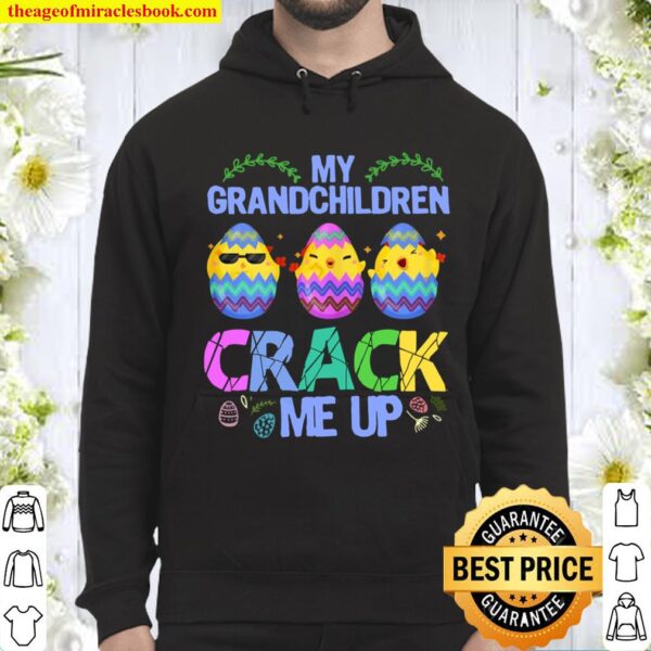 Womens My Grandchildren Crack Me Up Cute Easter Day Grandma Hoodie
