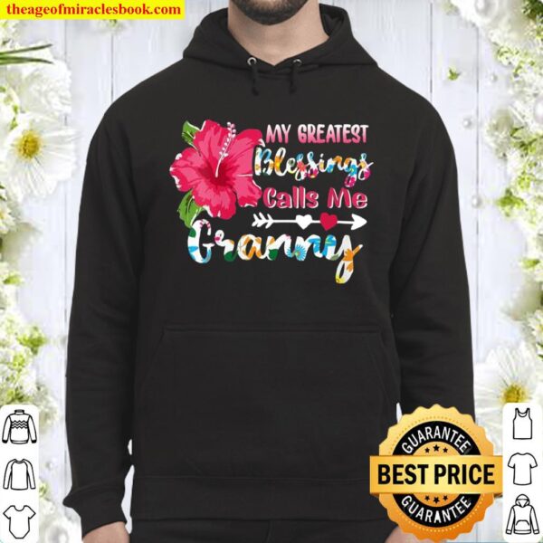 Womens My Greatest Blessings Call Me Granny Floral Heart Hoodie
