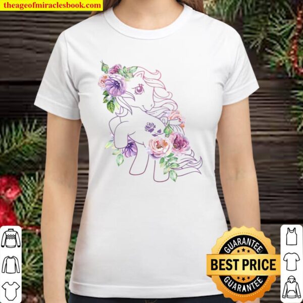 Womens My Little Pony Floral Pony Outline V-Neck Classic Women T-Shirt