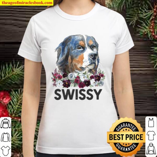 Womens Swissy Mom Swiss Mountain Dog Mama Floral Classic Women T-Shirt
